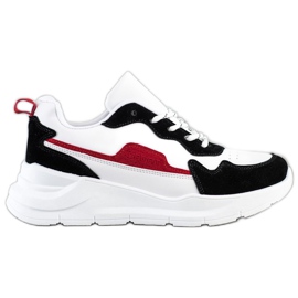 SHELOVET Baskets avec empiècements en daim blanche le noir