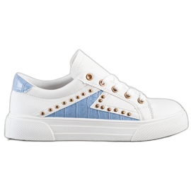 SHELOVET Baskets en cuir écologique blanc