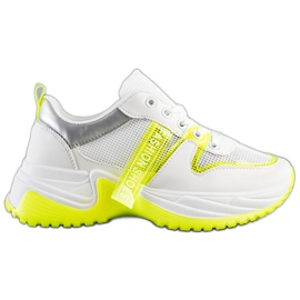 SHELOVET Baskets Avec Maille Chaussures De Mode blanche jaune