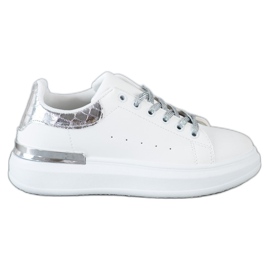 SHELOVET Baskets à laçage pailleté blanc