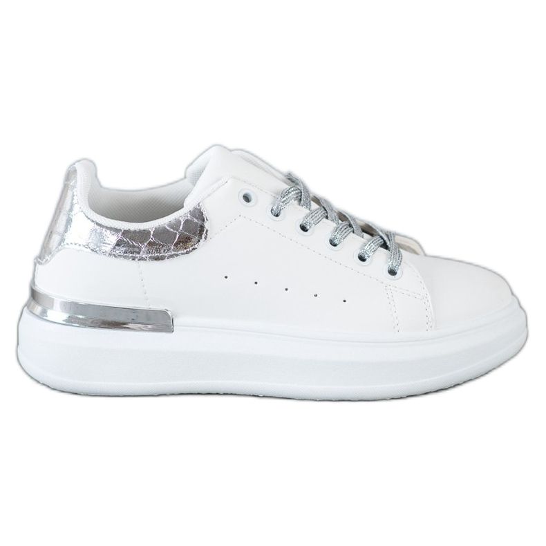 SHELOVET Baskets à laçage pailleté blanche