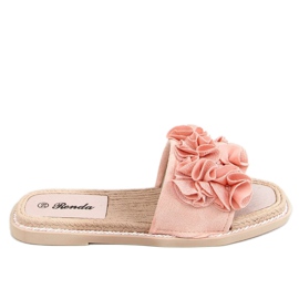 Chaussons à fleurs rose 35-219 Rose