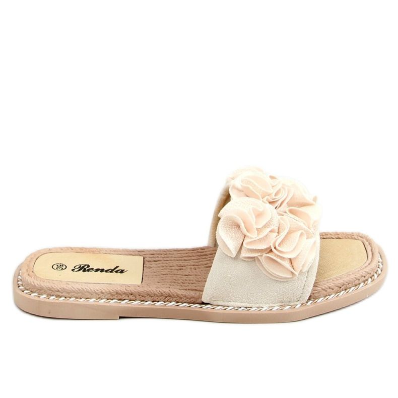 Chaussons beiges à fleurs 35-219 Beige