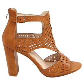 Sandales à talons ajourés camel S-860 Camel brun