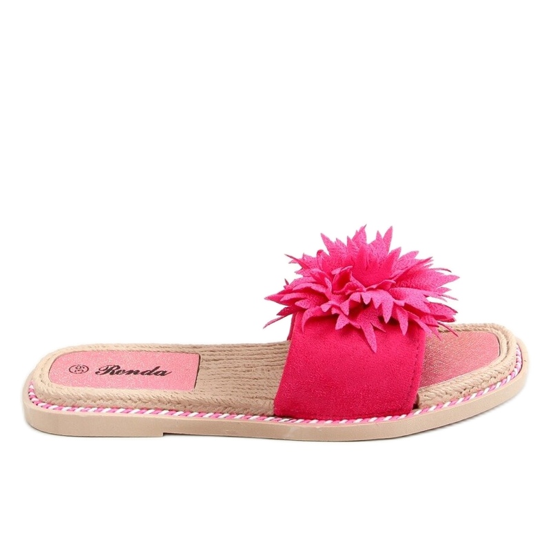 Chaussons à fleurs fuchsia 35-218 Rouge Prune rose