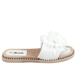 Chaussons blancs à fleurs 35-218 Blanc blanche