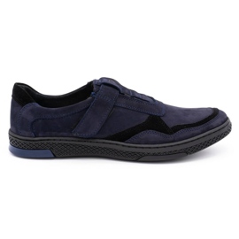 Polbut Chaussures décontractées en cuir pour hommes 2102 bleu marine noir