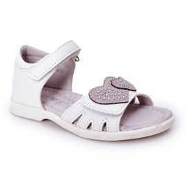 PE1 Sandales Enfant Blanches Avec Velcro My Heart