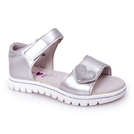 PE1 Sandales Enfant Avec Velcro Sweetheart Argent