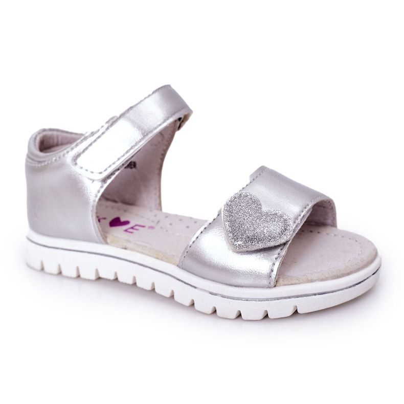 PE1 Sandales Enfant Avec Velcro Sweetheart Argent
