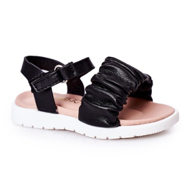 FR1 Sandales Aimy Noires Enfant Avec Velcro