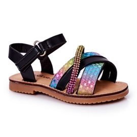 FR1 Sandales Enfant À Paillettes Noir Becky multicolore