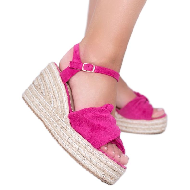 Espadrilles roses sur le compensé Minh Espadrilles roses sur le compensé Minh
