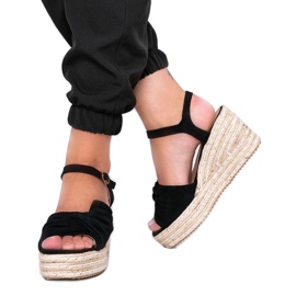 Espadrilles noires sur le compensé Minh le noir