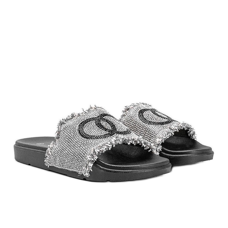 Chaussons Olimpia noirs avec zircone cubique argent