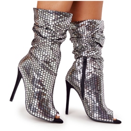 LU BOO Bottes sur un talon haut Silver Night Out argent