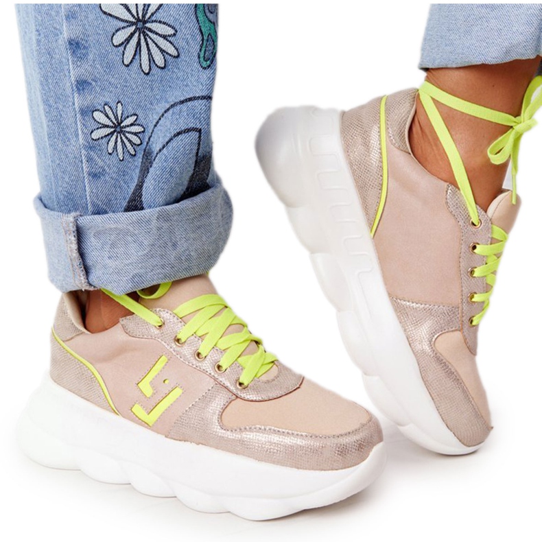 Chaussures de sport pour femmes sur la plate-forme Lu Boo Beige multicolore