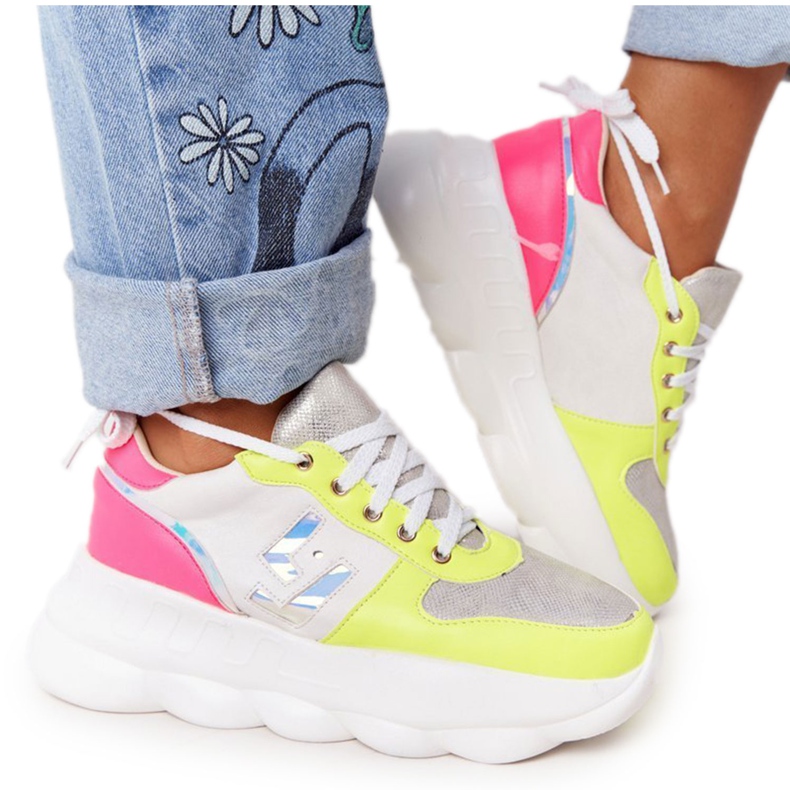 Chaussures de sport pour femmes sur la plate-forme lu boo blanc blanche multicolore Chaussures de sport pour femmes sur la plate-forme lu boo blanc blanche multicolore