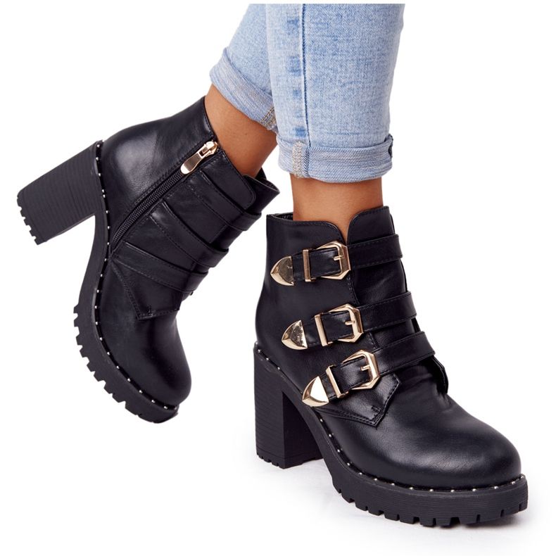 Bottes Sur Un Poteau Avec Boucles Lu Boo Noir le noir