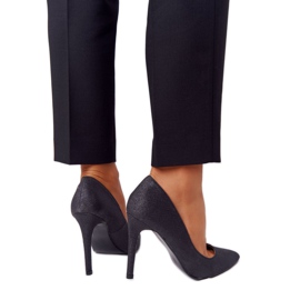 Élégant Glitter Lu Boo Noir Talons Hauts le noir