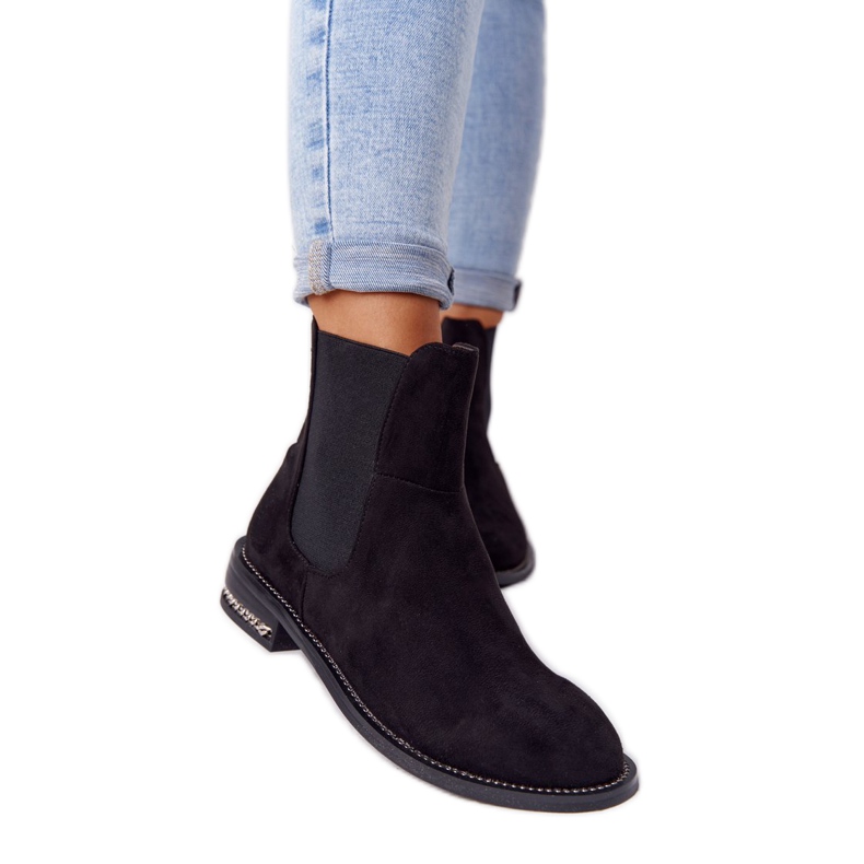 Bottines en daim chaudes Jodhpur boots Lu Boo Black le noir