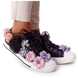 Baskets Avec Fleurs Lu Boo Noir le noir