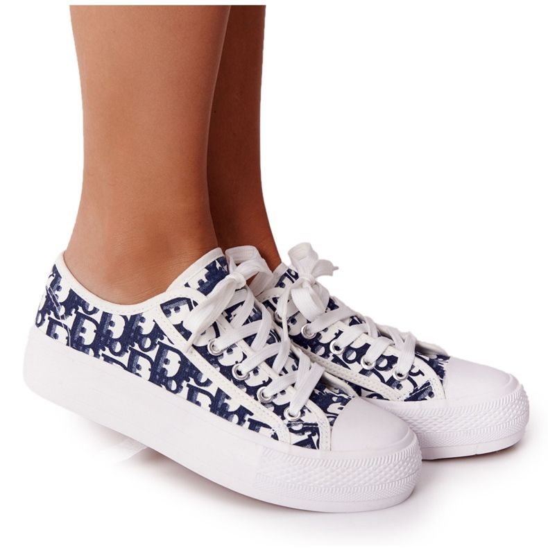 PS1 Baskets Femme Blanc et Bleu Marine Daphne blanche