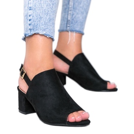 Sandales noires sur tige avec tige Blubbery le noir Sandales noires sur tige avec tige Blubbery le noir