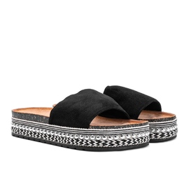 Chaussons noirs avec semelle décorative Fiore le noir