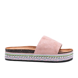 Chaussons roses avec semelle décorative Fiore