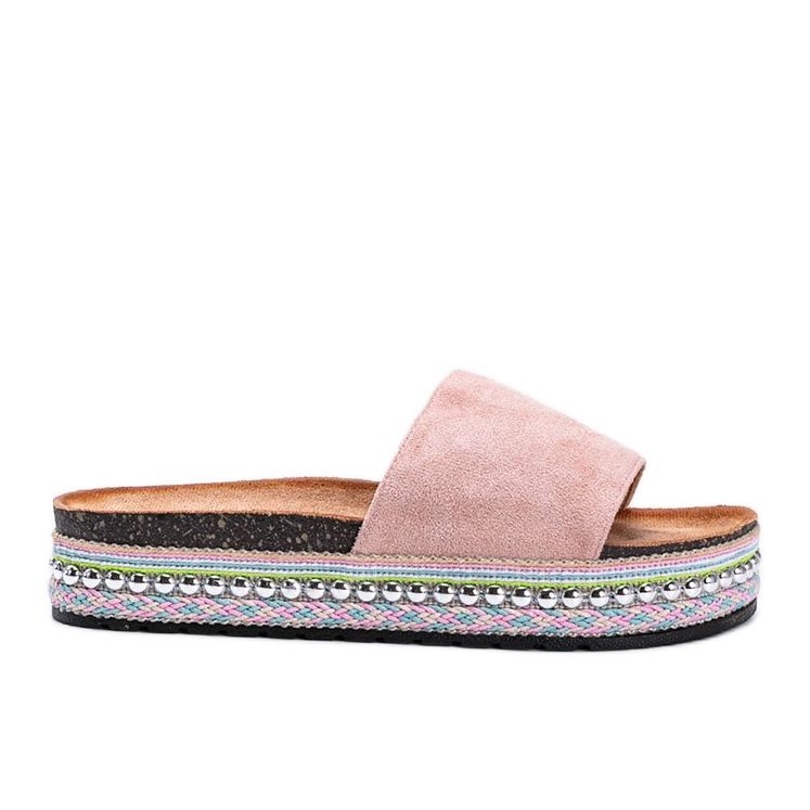 Chaussons roses avec semelle décorative Fiore