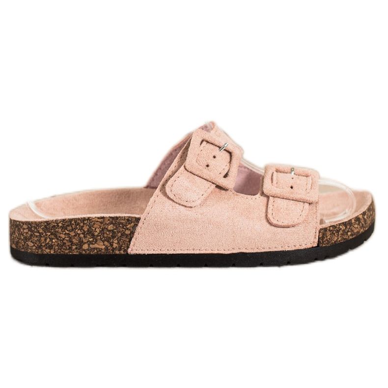 SHELOVET Pantoufles Confortables Avec Boucles rose