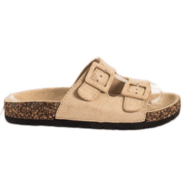 SHELOVET Pantoufles Confortables Avec Boucles beige
