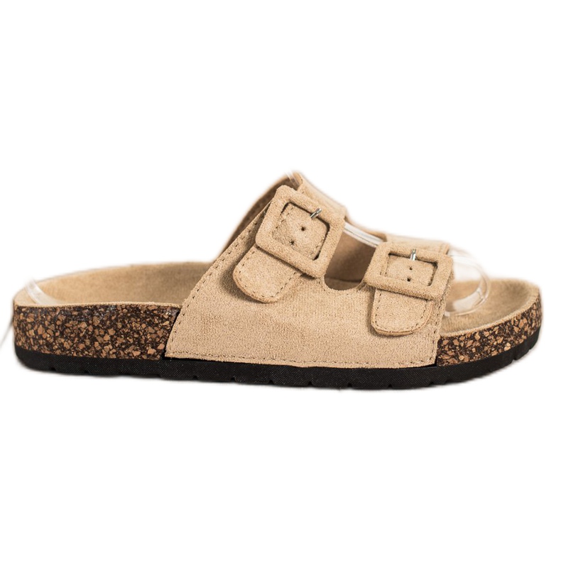 SHELOVET Pantoufles Confortables Avec Boucles beige