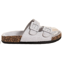 SHELOVET Pantoufles Confortables Avec Boucles gris