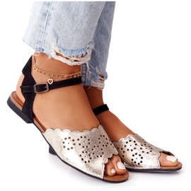 Sandales en cuir Maciejka 05199-25 noir et or le noir d'or