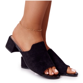 Pantoufles En Daim Sur Talon Sergio Leone KL313 Noir