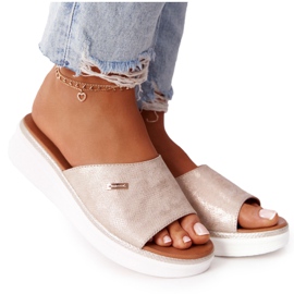 Sandales Sur Compensée Sergio Leone SK042 Or doré