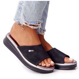 Pantoufles Noires Sur Compensée Sergio Leone SK042