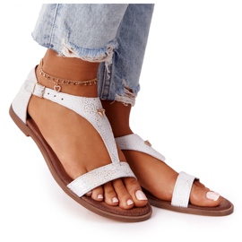 Sandales Cuir Femme Nicole 2648 Blanc Métallisé multicolore