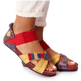 Sandales En Cuir Avec Cuff Maciejka 03375 Rouge-Jaune
