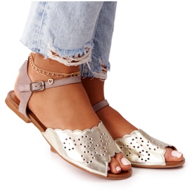 Sandales Cuir Maciejka 05199-04 Beige et Or doré