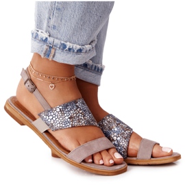 Sandales Cuir Maciejka 05167-10 Beige Foncé multicolore