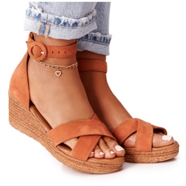 Sandales Compensées En Daim Maciejka 04565-29 Rouge brun