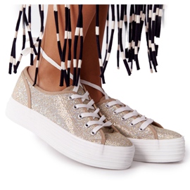 S.Barski Baskets à paillettes sur la plateforme Golden Luna doré