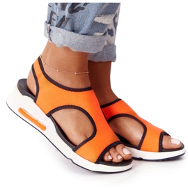 S.Barski Sandales à enfiler orange Zoey noir