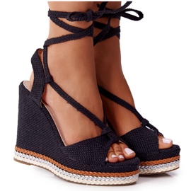 Sandales compensées Hawaï noires nouées le noir