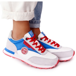 Chaussures de sport pour femmes en mousse à mémoire Big Star HH274526 Blanc-Bleu rouge