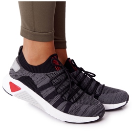 Chaussures de sport pour femmes Memory Foam Big Star HH274532 Gris foncé blanc