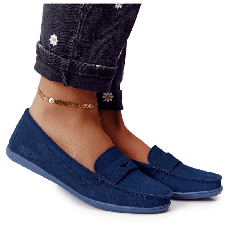 Mocassins Femme En Daim Big Star HH274663 Bleu Marine